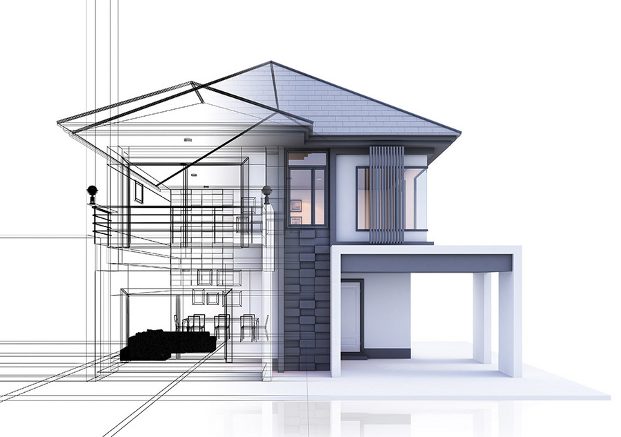 3D-Ansicht Einfamilienhaus